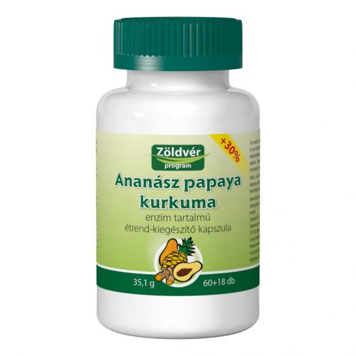 Zöldvér ananász papaya kurkuma kapszula 60+18db 78 db