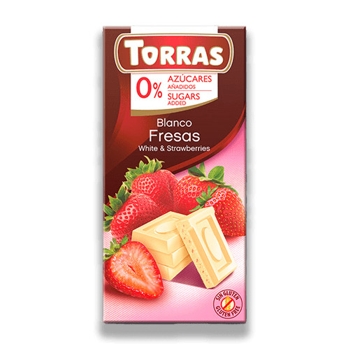 Torras glutén-és cukormentes fehércsokoládé eper 75 g