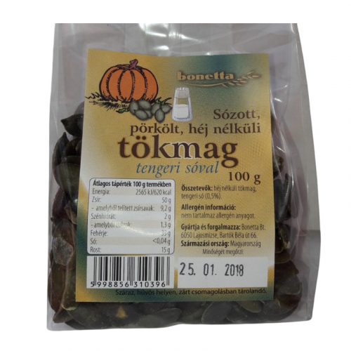 Bonetta héjnélküli tökmag pörkölt sózott 100 g