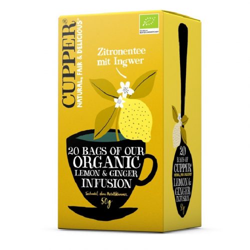 Cupper bio lemon&ginger citrom-gyömbér gyümölcstea 20db 50 g