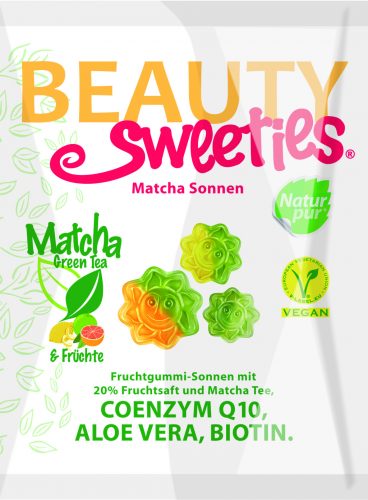 Beauty Sweeties gluténmentes vegán gumicukor matcha napocskák 125 g