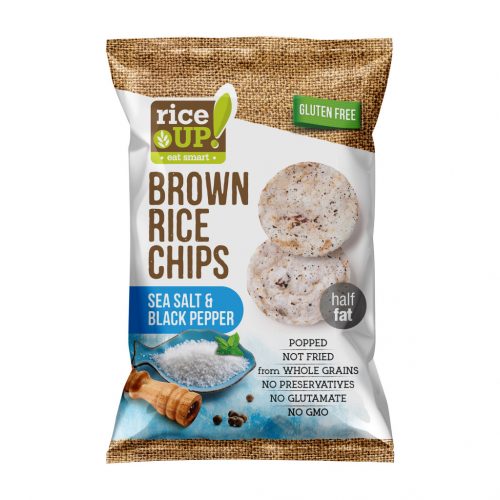 Rice Up barna rizs chips sós és borsos ízű 60 g