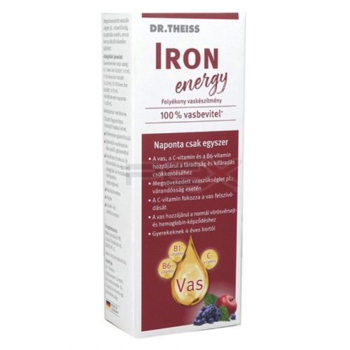 Dr.Theiss iron energy folyékony étrend-kiegészítő vassal és vitaminokkal, édesítőszerrel 250 ml