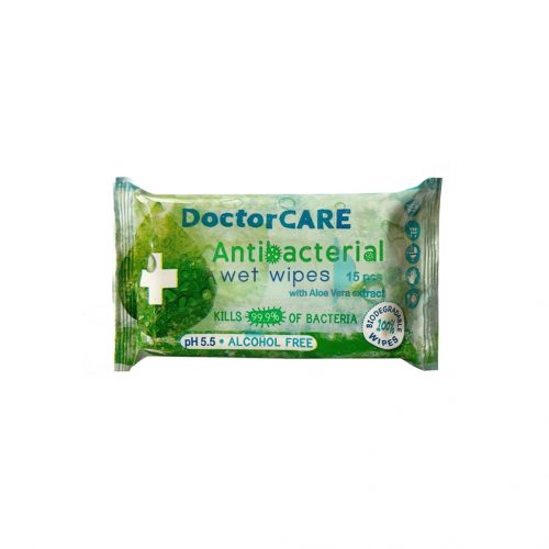 Doctor Care Antibakteriális nedves törlőkendő 100% Biodegradable 15db