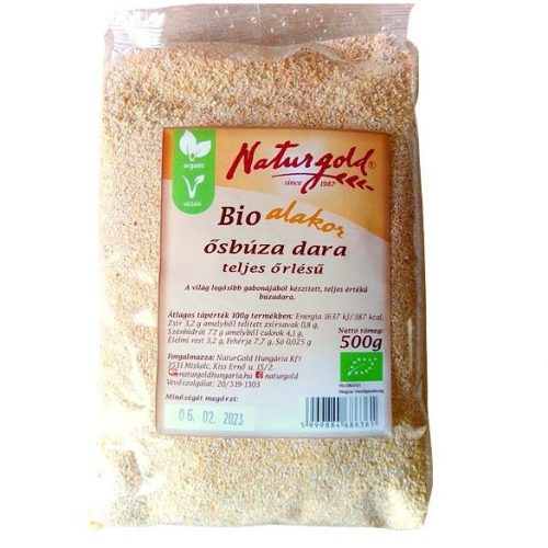 Naturgold bio alakor ősbúza teljes őrlésű dara 500 g