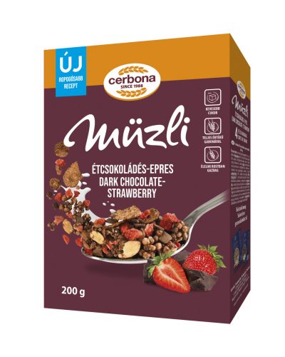 Cerbona müzli étcsokoládés-epres 200 g