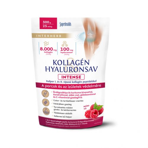 Interherb kollagén és hyaluronsav porcépítő italpor intense málna ízű 300 g