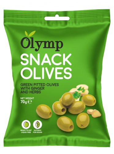 Olymp snack fűszerezett zöld magozott olajbogyó gyömbérrel 70 g