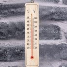  Háztartási hőmérő, fa, külső, belső