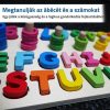 Fából készült ABC és matematikai oktatójáték, kirakó