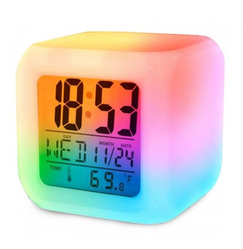 Chameleon ébresztőóra hőmérő LCD kijelző, színváltós 