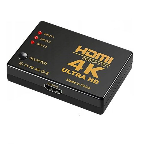 Kapcsoló osztó 3x 1 hdmi 4k uhd + távirányító ir-re